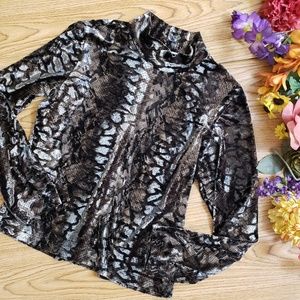 Maggy London Velvet Snakeskin Long Sleeve Top
